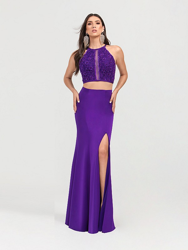 ValStefani 3457RB dark purple jewel neck two piece mermaid dress with front slit ValStefani 3457RB dark purple jewel neck two piece mermaid dress with front slit