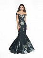 ValStefani 3774RB black and silver print satin formal dress 