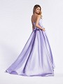 Sparkle satin lilac formal gown with kick train and thin horsehair trim hem Sparkle satin lilac formal gown with kick train and thin horsehair trim hem