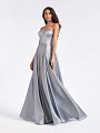 Elegant silver sparkle satin strapless sweetheart cocktail gown with pockets at skirt Elegant silver sparkle satin strapless sweetheart cocktail gown with pockets at skirt