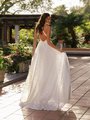Style OAKLEY Illusion keyhole back with lace trims and guipure lace A-line with sweep train wedding gown