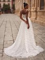 Open Illusion Back Embroidered Lace Fabric Ball Gown with Buttons with Loops Along Zipper and Sweep TrainStyle CECILIA
