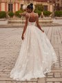 Style NINA Deep V-Back with Illusion Inset Embroidered Net Fabrics A-Line with Sweet Train Style NINA Deep V-Back with Illusion Inset Embroidered Net Fabrics A-Line with Sweet Train