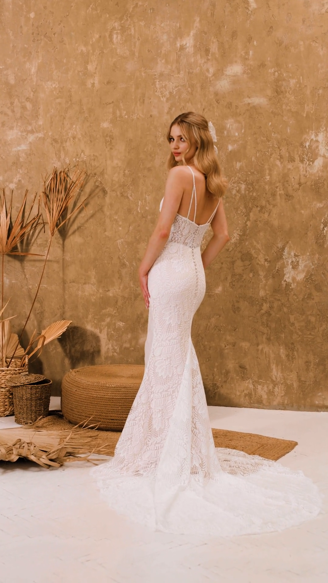 Style LOTUS Soft Cotton Lace Deep Sweetheart and Strappy Open Back Mermaid with Hem Lace Trim Style LOTUS Soft Cotton Lace Deep Sweetheart and Strappy Open Back Mermaid with Hem Lace Trim