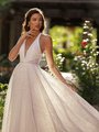 Style OAKLEY Halter neck guipure lace over dazzling tulle A-line with illusion cutouts at front bodice