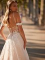 Style ALEXIS S2239 Sexy Tulle and Embroidered Lace Appliques Open Illusion Back A-Line Gown with Swag Sleeves